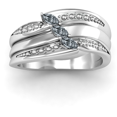 Shimmering Triple-Marquise Ring