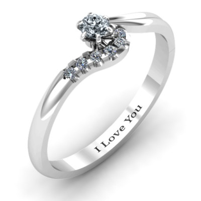 Solitaire Wave Ring with Stone Accents