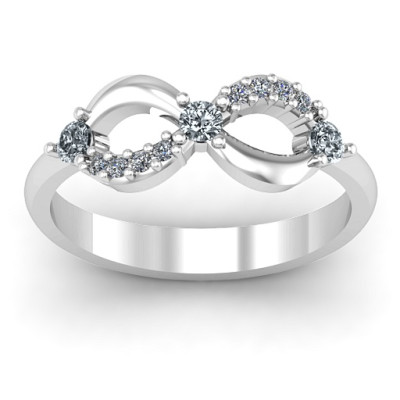 Three Stone Infinity Ring with Accents