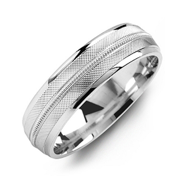 Textured Mens Ring with Centre Milgrain Detail