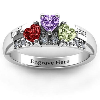 Tripartite Heart Gemstone Ring with Accents