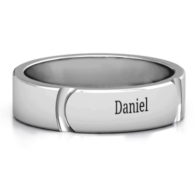 Tungsten Lysander Curved Groove Mens Ring