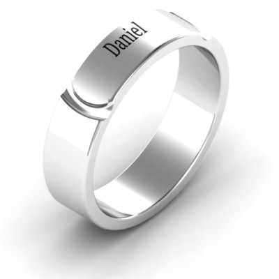 Tungsten Lysander Curved Groove Mens Ring