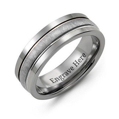 Tungsten Mens Brushed Centre Tungsten Band Ring