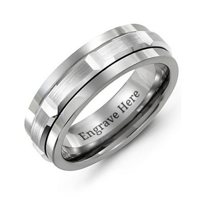 Tungsten Mens Polished Centre Tungsten Band Ring