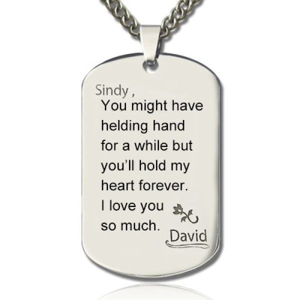 Name Necklace - Mans Dog Tag Love and Family Theme