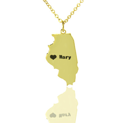 Personalised Necklaces - Illinois State Shaped Necklaces