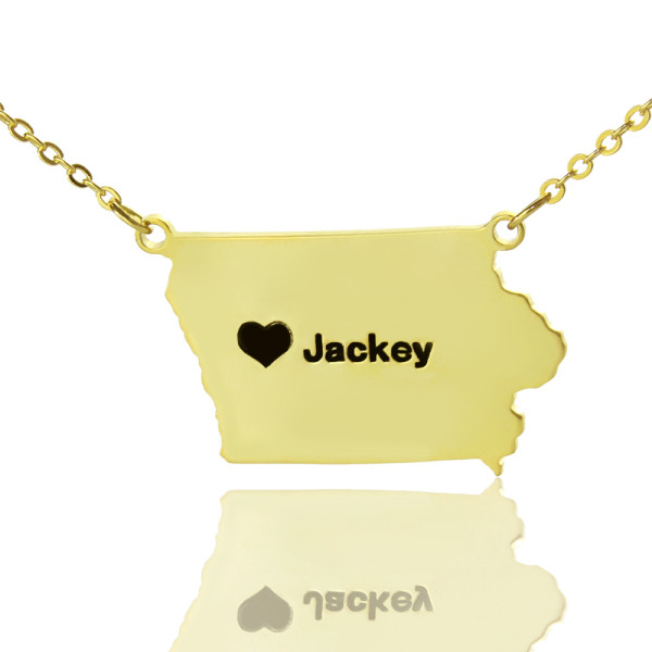 Map Necklace - Iowa State USA Map Necklace