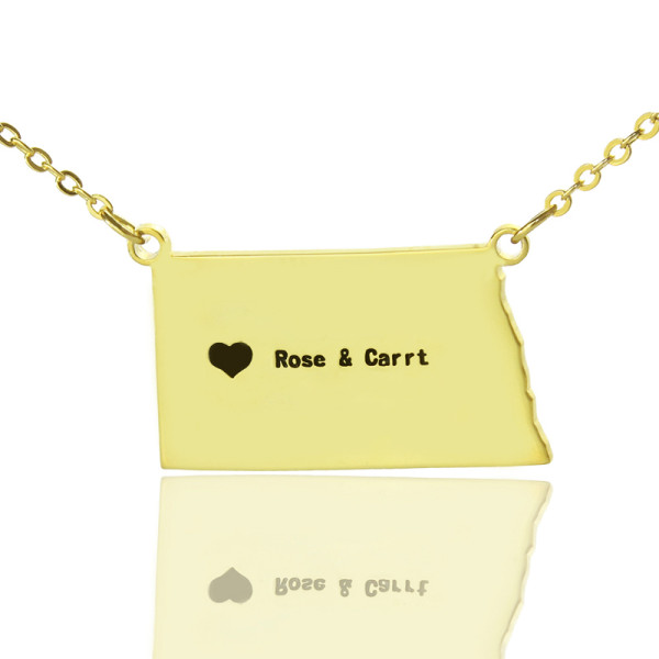 Map Necklace - ND State USA Map Necklace
