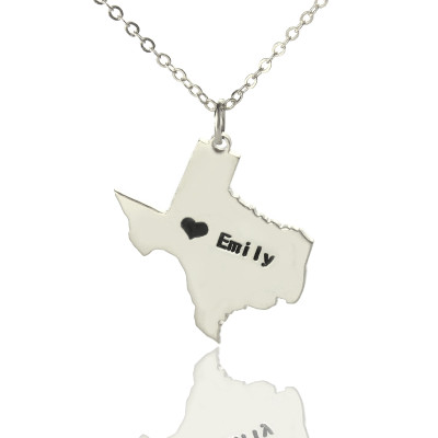 Map Necklace - Texas State USA Map Necklace