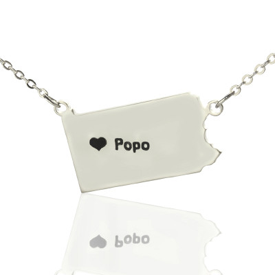 Map Necklace - Pennsylvania State USA Map Necklace