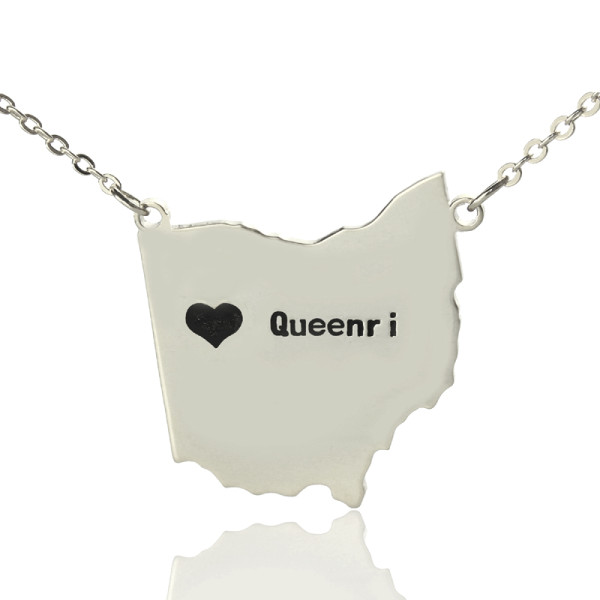 Map Necklace - Ohio State USA Map Necklace