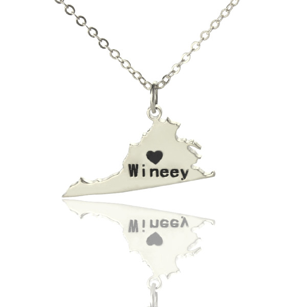 Map Necklace - Virginia State USA Map Necklace