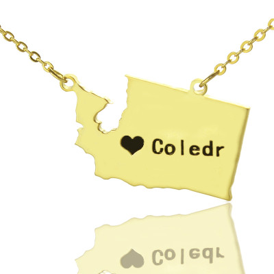 Map Necklace - Washington State USA Map Necklace