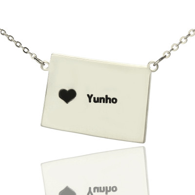 Map Necklace - Wyoming State Shaped Map Necklaces