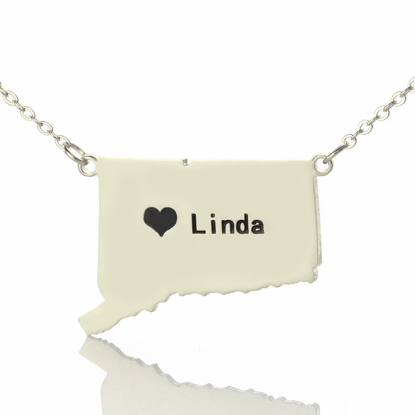 Personalised Necklaces - Connecticut State Shaped Necklaces