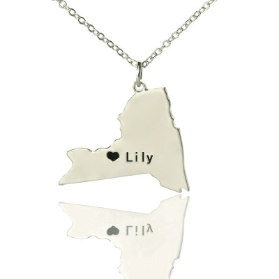 Personalised Necklaces - NY State Shaped Necklaces