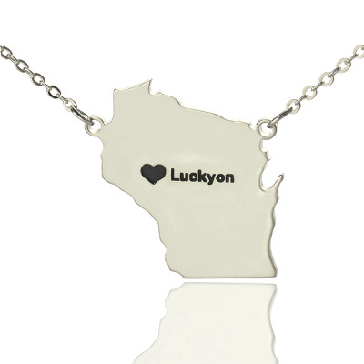 Personalised Necklaces - Wisconsin State Shaped Necklaces