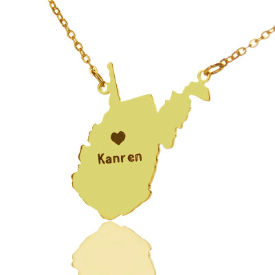 Personalised Necklaces - West Virginia State Shaped Necklaces