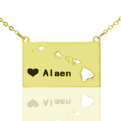Personalised Necklaces - Hawaii State Shaped Necklaces