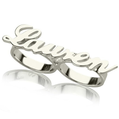 Allegro Two Finger Personalised Rings With Names