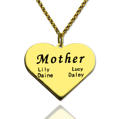 Personalised Necklaces - Mother Heart Family Names Necklace