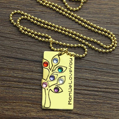 Personalised Necklaces - Mothers Birthstone Family Tree Necklace