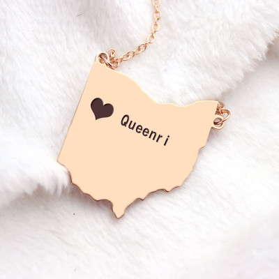 Map Necklace - Ohio State USA Map Necklace