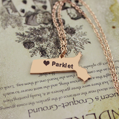 Personalised Necklaces - Massachusetts State Shaped Necklaces