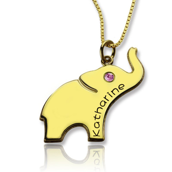 Personalised Necklaces - Elephant Lucky Charm Necklace Engraved Name
