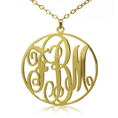 Personalised Necklaces - Vine Font Circle Initial Monogram Necklace
