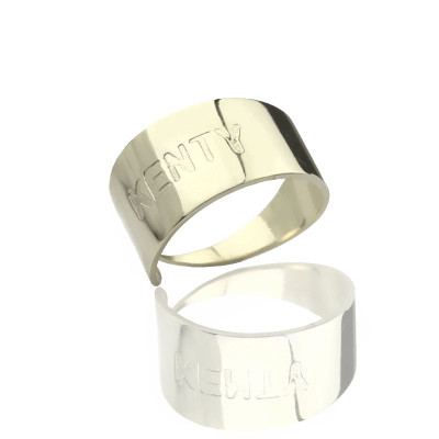 Engraved Name Cuff Rings