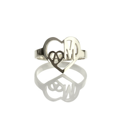 HeartHeart Double Initials Ring