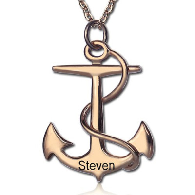 Personalised Necklaces - Anchor Necklace Charms With Engraved Name
