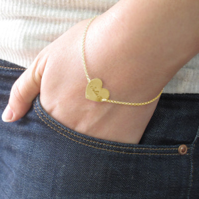 Engraved Couples Heart Personalised Bracelet