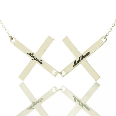 Name Necklace - Greece Double Cross