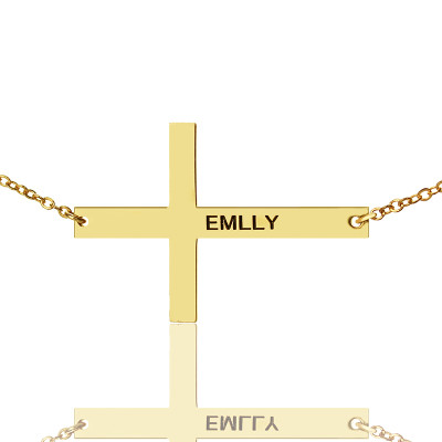Personalised Necklaces - Latin Cross Necklace Engraved Name
