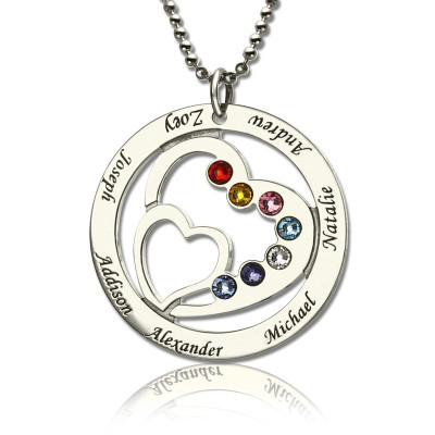 Name Necklace - HeartHeart Birthstone
