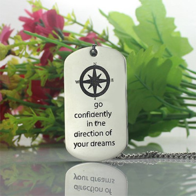 Name Necklace - Compass Mans Dog Tag