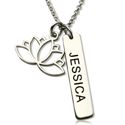 Personalised Necklaces - Yoga Necklace Lotus Flower Name Tag