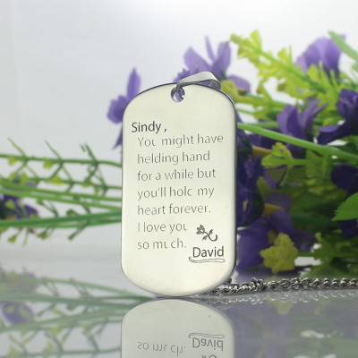 Name Necklace - Mans Dog Tag Love and Family Theme
