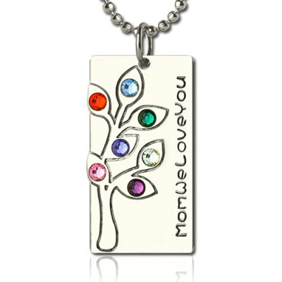 Personalised Necklaces - Birthstone Mother Family Tree Necklace Gifts