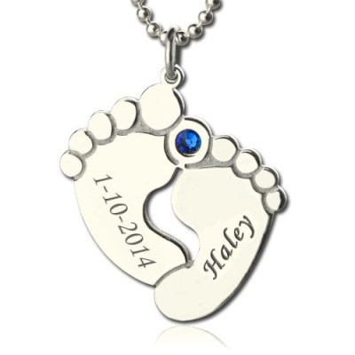 Memory Babys Feet Charms with Birthstone