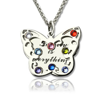 Personalised Necklaces - Birthstone Butterfly Necklace
