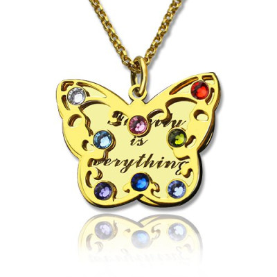 Personalised Necklaces - Birthstone Butterfly Necklace
