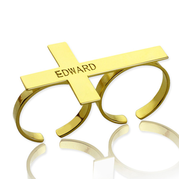 Engraved Name Two finger Cross Ring