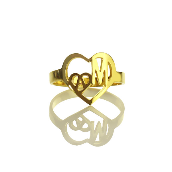 HeartHeart Double Initial Ring