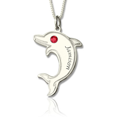 Personalised Necklaces - Dolphin Necklace with Birthstone Name