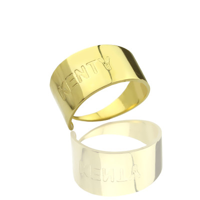 Name Engraved Cuff Rings