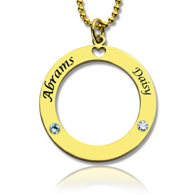 Name Necklace - Circle of Love with Birthstone